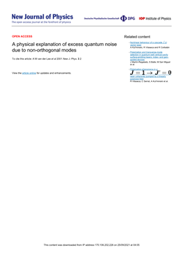 A Physical Explanation of Excess Quantum Noise Due to Non-Orthogonal Modes