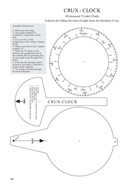 CRUX - CLOCK (Pronounced 'Crooks' Clock) a Device for Telling the Time of Night from the Southern Cross