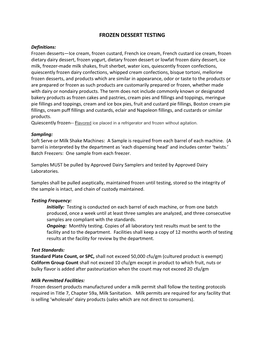 Frozen Dessert Testing Fact Sheet