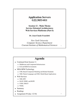 Session 12 - Main Theme Service Oriented Architectures Web Services Platforms (Part I)