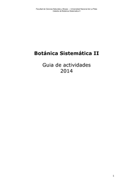 Botánica Sistemática II Guia De Actividades 2014