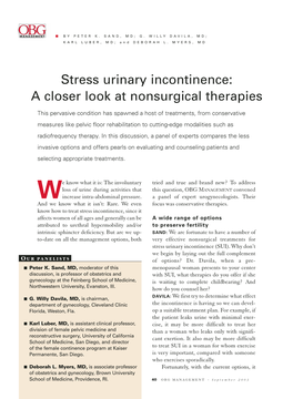 Stress Urinary Incontinence: a Closer Look at Nonsurgical Therapies