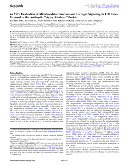 In Vitro Evaluation of Mitochondrial Function and Estrogen Signaling in Cell Lines Exposed to the Antiseptic Cetylpyridinium C