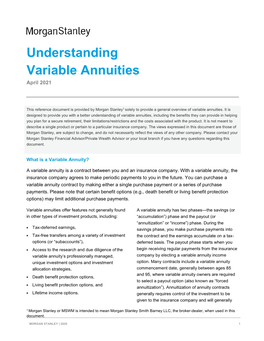 Understanding Variable Annuities April 2021