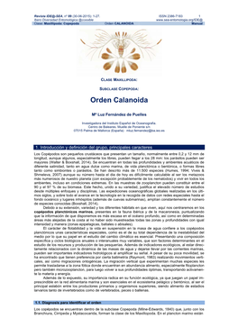 Orden CALANOIDA Manual