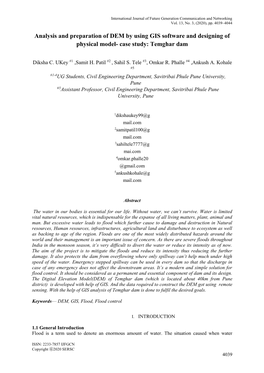 Analysis and Preparation of DEM by Using GIS Software and Designing of Physical Model- Case Study: Temghar Dam