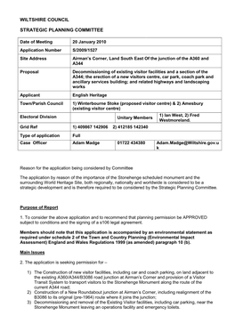 Wiltshire Council Strategic Planning Committee