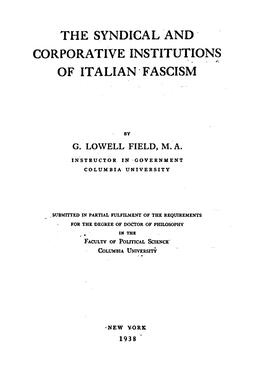 Corporative Institutions of Italian·Fascism