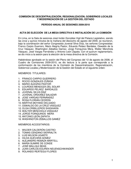 Comisión De Descentralización, Regionalización, Gobiernos Locales Y Modernización De La Gestión Del Estado