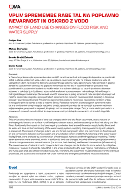 Vpliv Spremembe Rabe Tal Na Poplavno Nevarnost in Oskrbo Z Vodo Impact of Land Use Changes on Flood Risk and Water Supply