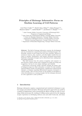 Principles of Bioimage Informatics: Focus on Machine Learning of Cell Patterns