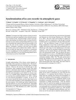 Synchronization of Ice Core Records Via Atmospheric Gases