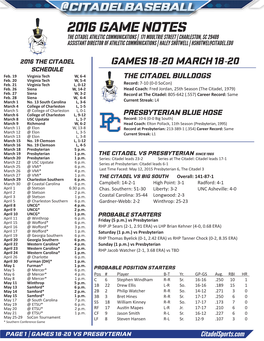 2016 Game Notes