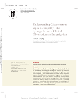 Understanding Glaucomatous Optic Neuropathy: the Synergy Between Clinical Observation and Investigation
