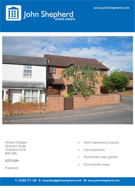 Hobbs Cottage Warwick Road Chadwick End B93 0BL £275,000