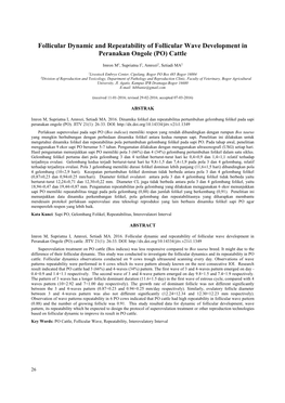 Follicular Dynamic and Repeatability of Follicular Wave Development in Peranakan Ongole (PO) Cattle