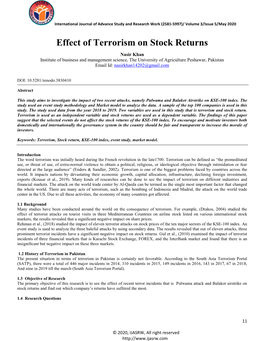 Effect of Terrorism on Stock Returns