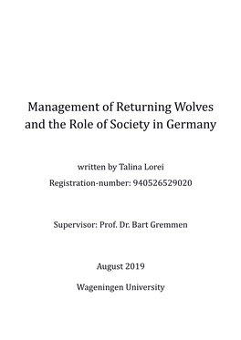 Management of Returning Wolves and the Role of Society in Germany