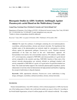 Bioorganic Studies in AIDS: Synthetic Antifungals Against Pneumocystis Carinii Based on the Multivalency Concept