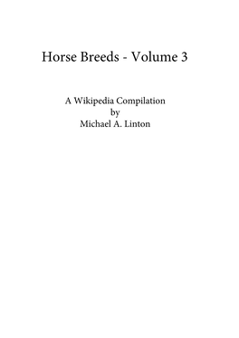 Horse Breeds - Volume 3