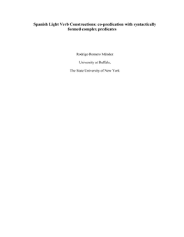 Spanish Light Verb Constructions: Co-Predication with Syntactically Formed Complex Predicates