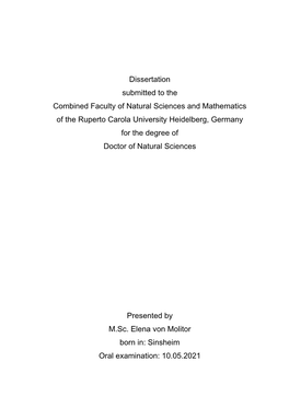 Dissertation Submitted to the Combined Faculty of Natural