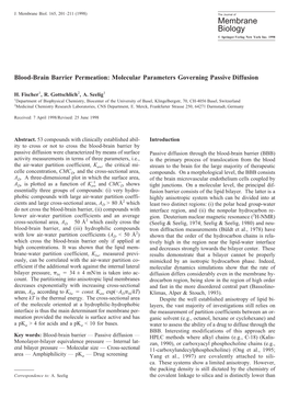 Blood-Brain Barrier Permeation: Molecular Parameters Governing Passive Diffusion