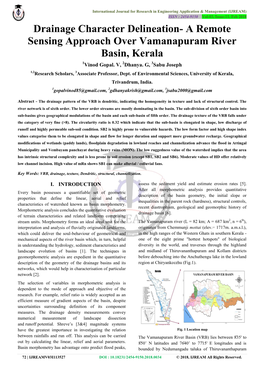 A Remote Sensing Approach Over Vamanapuram River Basin, Kerala 1Vinod Gopal