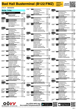 Bad Hall Busterminal (B122/FMZ) Départ Abfahrten Gültig Ab: 08.09.2019 4 2 07.40 450 Sierning Busterminal 07.504 B2