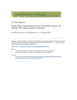 Artist-Dealer Agreements and the Nineteenth-Century Art Market: the Case of Gustave Coûteaux