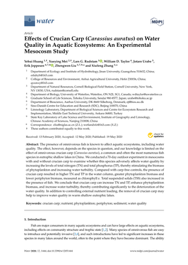 Effects of Crucian Carp (Carassius Auratus) on Water Quality in Aquatic