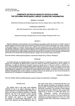 Composite Natrolite-Mesolite Crvstals from the Columbia