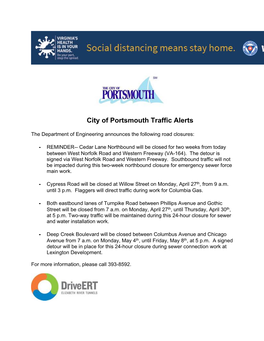 City of Portsmouth Traffic Alerts