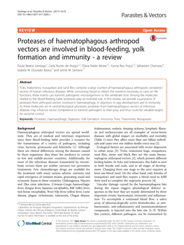 Proteases of Haematophagous Arthropod Vectors