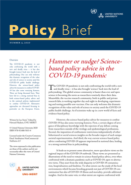 Science- Based Policy Advice in the COVID-19 Pandemic