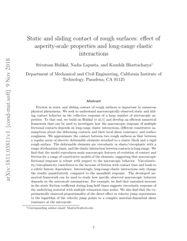 Static and Sliding Contact of Rough Surfaces: Effect of Asperity-Scale