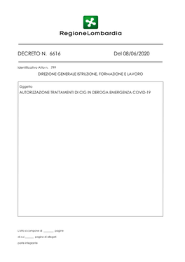 DECRETO N. 6616 Del 08/06/2020