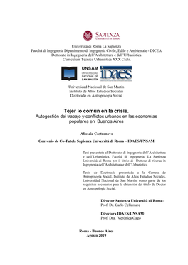 Autogestión Del Trabajo Y Conflictos Urbanos En Las Economías Populares En Buenos Aires