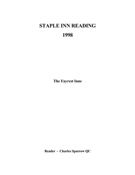 Staple Inn Reading 1998