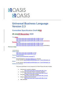 Universal Business Language Version 2.3