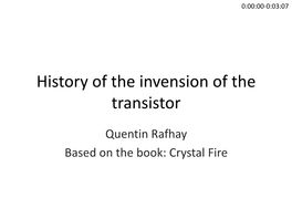 Histoire De L'invention Du Transitor