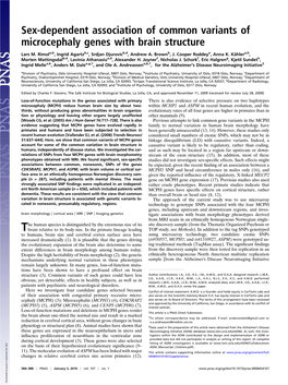 Sex-Dependent Association of Common Variants of Microcephaly Genes with Brain Structure