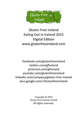 Gluten Free Ireland Eating out in Ireland 2015 Digital Edition