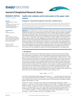 Usable Solar Radiation and Its Attenuation in the Upper Water Column