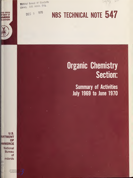 Organic Chemistry Section: Summary of Activities