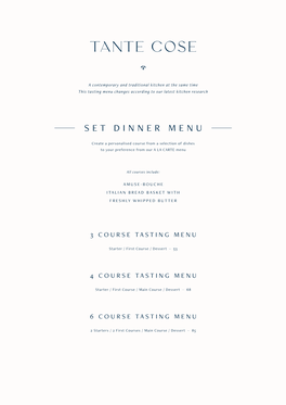 Set Dinner Menu