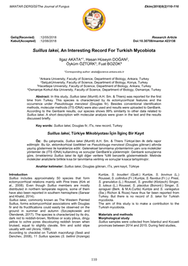 Suillus Lakei, an Interesting Record for Turkish Mycobiota