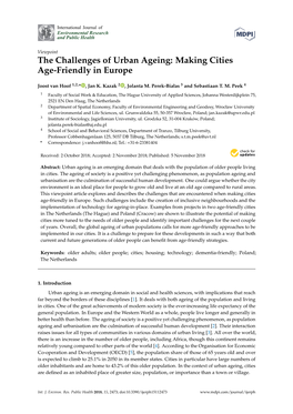 The Challenges of Urban Ageing: Making Cities Age-Friendly in Europe