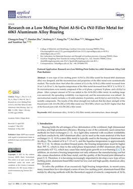 Research on a Low Melting Point Al-Si-Cu (Ni) Filler Metal for 6063 Aluminum Alloy Brazing