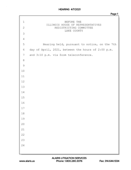 LAKE COUNTY 3 4 5 Hearing Held, Pursuant to Notice, on the 7Th 6 Day of April, 2021, Between the Hours of 2:00 P.M